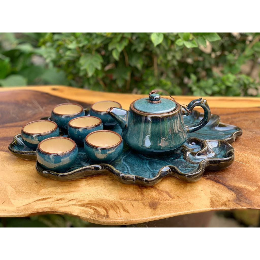 Bộ Trà Men Bảo Bình - Ấm chén gốm Bát Tràng cao cấp - Mẫu 4